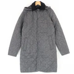 美品 LAVENHAM ラベンハム LVH-16A-TB-1 キルティング コート 36 ウール100％ フード レディース AM6411B4 