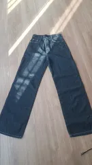 RAON ブラックデニム ワイド デニム パンツ