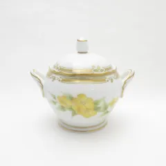 美品 Noritake ノリタケ ガラ コンテッサ 1497 シュガーポット 山吹 砂糖 蓋付 金彩 花柄 SU7471J 