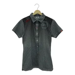 美品 FILA GOLF フィラゴルフ ポロシャツ L ポリエステル 半袖 グラデーション チェック柄 レディース AN1251A58 
