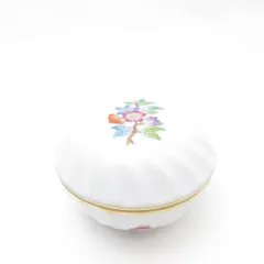 美品 Herend ヘレンド ヴィクトリア プレーン VA 6037 小物入れ マルボンボン ラウンドボックス 花柄 SU8543C のサムネイル