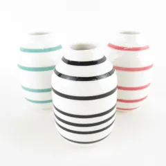 美品 KAHLER ケーラー オマジオ パール フラワーベース 花瓶 3点 ブラック ピンク グリーン セット ST94B3 のサムネイル