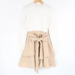 美品 Darich ダーリッチ バックリボンティアードミニワンピース ワンピース Free レーヨン他 ミニ丈 長袖 ニット レディース AT1790A42 