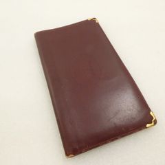 Cartier カルティエ マストライン カードケース レザー ボルドー 小銭入れ無 二つ折り財布 札入れ レディース AU3118