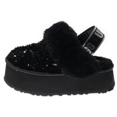 UGG (アグ) Funkette Chunky Sequin ファンケット チャンキー シークイン 厚底スパンコールファーサンダル レディース ブラック 1134450