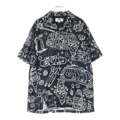 eYe COMME des GARCONS JUNYA WATANABE MAN (アイ コム デ ギャルソン ジュンヤ ワタナベ マン) キュプラボイルプリント レーヨン オープンカラーシャツ ブラック