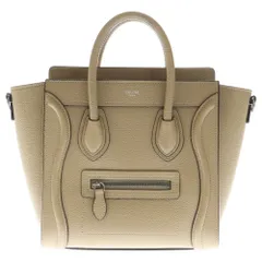 CELINE (セリーヌ) ラゲージ ナノショッパー トートバッグ ミニバッグ ハンドバッグ ベージュ レザー シルバー金具