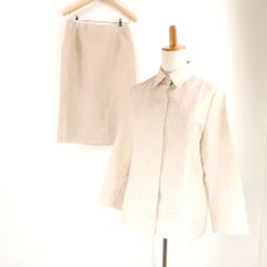 極美品☆23区 アイアスマット 洗える スーツ ベージュ 大きい 上44 下 