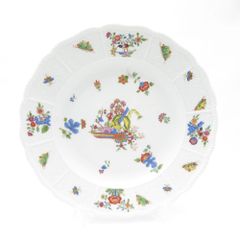 未使用 マイセン 金彩 シノワズリ 柴垣花紋絵図 飾り皿(26cm)1枚、1級