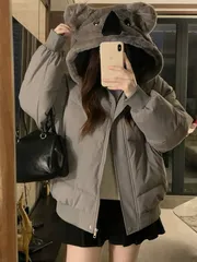 ダウンジャケット レディース 中綿ジャケット フード付き ショート丈 アウター 秋冬服 厚手 ゆったり可愛い カジュアル 通勤 通学