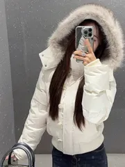 ダウンジャケット レディース ダウンコート アウター 中綿ジャケット ショート ファー付きフード 秋冬 ポケット カジュアル 厚手