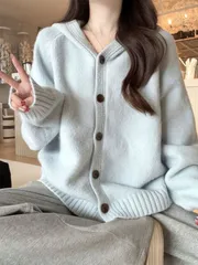 ニット カーディガン レディース セーター フード付き 長袖 ニットトップス ボタン パーカー 無地 ァッション カジュアル 可愛い カジュア