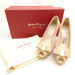 美品 Salvatore Ferragamo フェラガモ GILIA 100 パンプス 5.5 スエード KID レザー ヴァラリボン ハイヒール レディース AY6899 