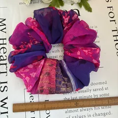 新春セール☆ハンドメイドシュシュ☆ピンクパープル花柄