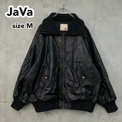 Java ジャバ フェイクレザー ジャケット ブルゾン M 黒 ブラック 合皮 ジャンパー 中綿 キルティング ライナー 襟リブ ビッグシルエット ゆるだぼ ユニセックス カジュアル jm1070055 ★ ◇■