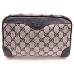 GUCCI (グッチ) GGキャンバス クラッチバッグ セカンドバッグ ベージュ/ネイビー 014.80.0094