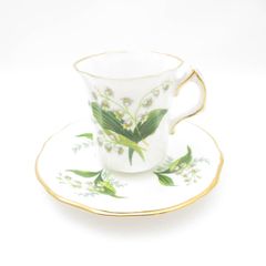 希少 英国アンティーク カップ＆ソーサー スズラン 鈴蘭 手描き 金彩