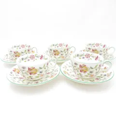 美品 MINTON ミントン ハドンホール ティーカップ＆ソーサー 5客 セット 花柄 紅茶 英国 SU12909H2 