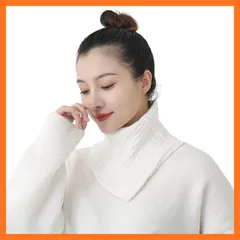 【新品】 [fourfivesixはる] ニット 付け襟 レディース ネックウォーマー ハイネック 冬 ネックカバー タートル付け襟 タートルネック ニット付け襟 暖か 防寒 保温 重ね着 (Bタイプ ホワイト) 0