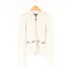 美品 BURBERRY BLUE LABEL バーバリー FB597-261-01 ジップアップニットパーカー 38 コットン 他 長袖 ホースビット レディース AY6723A58 