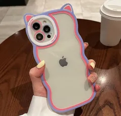 iPhone 14 Pro 用 ケース 可愛い 猫耳スマホケース カラフル 透明ケース TPUカバー 波状エッジ ソフトシェル ケース ワイヤレス充電対応 軽量 薄型 ファッション