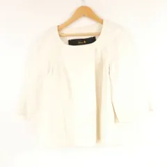 美品 Drawer ドゥロワー 6522-234-0070 ノーカラージャケット 36 リネン コットン 七分袖 レディース AY7147A51 