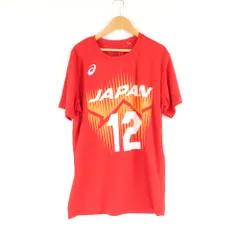 未使用 asics アシックス 2033B7532023 男子日本代表応援Tシャツ＃12 高橋藍選手 Tシャツ L ポリエステル100％ 半袖 ショートスリーブトップ レディース HM844A233 