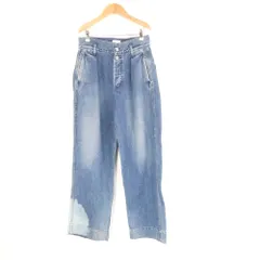 美品 TANAKA タナカ THE WIDE JEAN TROUSERS (ST-108) デニムパンツ 27 コットン100％ VINTAGE BLUE レディース AY7267A15 