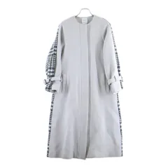 UNITED TOKYO (ユナイテッド トウキョウ) バックチェックフレアコート ノーカラーロングコート グレー レディース 142651003