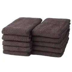 GamachaTowel 全22色 フェイスタオル【 ブラウン 10枚セット 】 キッチンや洗面所の手拭きに 使い勝手の良い薄手タオル 綿100％ 肌に優しく吸水速乾 普通サイズ