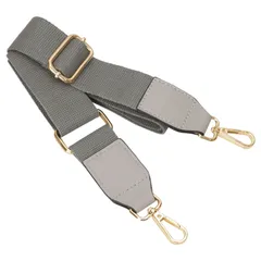 prendre ショルダーベルト ショルダーストラップ バッグ用 コットン PUレザー ナスカン 幅広 太め ショルダー紐 ショルダー ベルト 斜めがけ バッグストラップ ショルダーバッグ ストラップ 付け替え （グレー） PR-SHOULST20-GY