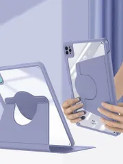 360°回転 iPad Air 11インチ (M3/M2)/Air 第5/4世代 ケース 縦置きスタンド 背面クリア アップルペンシル収納 iPad Air7Air6 Air5 Air4 pro11 2022 透明 ケース かわいい ペン収納 耐衝撃 軽量 薄