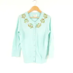 美品 kate spade ケイトスペード ビジュー カーディガン XS コットン他 長袖 レディース AY6621A3 