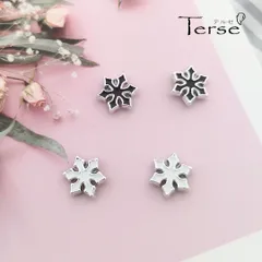Terse 雪の結晶マグネットピアス ウィンターシーズンには欠かせないモチーフ ブラック お手軽 フェイクピアス 穴あけ不要 シンプル かわいい 人気 おしゃれ お出かけ パーティー クリスマス デート 普段使い プレゼント ノンホール 磁石 ct0098