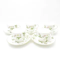 WEDGWOOD ウェッジウッド ワイルドストロベリー ティーカップ＆ソーサー 5客 セット リー 金彩 紅茶 コーヒー 英国 SU13170C2 