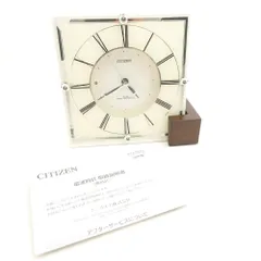 美品 CITIZEN シチズン R188-CGXZ 置時計 (電波時計) アナログ スクエア 四角 HY1678 