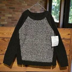 archive COUNTER SAMPLE 1st サンプル品 ネップ編み ニット レディース M相当 濃いカーキ×マルチカラー 裾スリット ラグラン 配色 デザインニット 希少 一点物級 SUN BASIC 展示会用