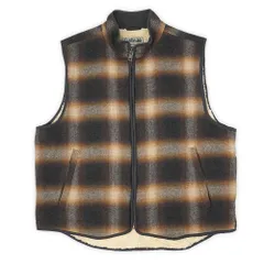 エルエルビーン L.L.Bean 00s 2000年代 ボアライナー ウールベスト シャドー スタンドカラー オールド EDDIE BAUER USA ヴィンテージ アメリカ 古着 ブラウン系 オンブレチェック柄 XL【中古】