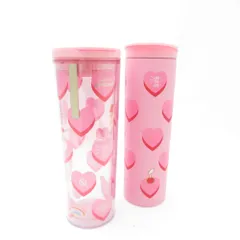 未使用 STARBUCKS スターバックス バレンタイン 2020 ステンレスボトル タンブラー 2点 セット 473ml スタバ 台湾限定 ハート SC9546F1 