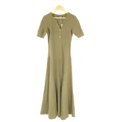 美品 LAUREN RALPH LAUREN ラルフローレン ヘンリーネックサーマルマキシワンピース XXS 150/76A コットン100％ ロング丈 長袖 レディース AY7601A70 
