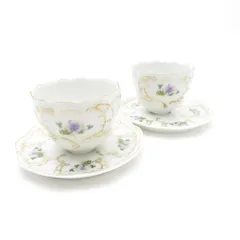 美品 Lindner リンドナー バイオレット ミニカップ コースター 2客 ペア カップ＆ソーサー レア 希少 花柄 SC9322P1 