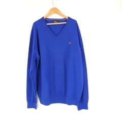 美品 FRED PERRY フレッドペリー Vネック ニット トップス L コットン100％ 長袖 レディース AM7219A8 