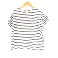 美品 ORCIVAL オーシバル OR-C0335 BFJ ボートネック ワイド カットソー 1 M相当 コットン100% 半袖 ボーダー トップス レディース AU3604A13 