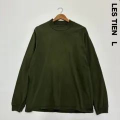 LES TIEN レスティエン☆ガーメントダイ モックネック ロングスリーブ Tシャツ L モスグリーンのサムネイル