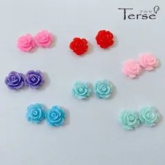 Terse カラフル！可愛いローズのマグネットピアス 磁石 レディース 1ペア 簡単装着 お手軽 フェイクピアス 穴あけ不要 シンプル かわいい 人気 おしゃれ お出かけ パーティー   デート 普段使い プレゼント ノンホールピアス ct0100