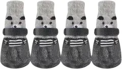 I'm so happy 犬 靴下 脱げない 滑り止め ソックス 小型犬 室内 屋外 散歩 4個セット (ブラック,  L)