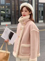 ボアジャケット レディース ムートンジャケット アウター もこもこ スタンドネック ライダーズジャケット ブルゾン フェイクムートン 暖か