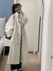 秋冬用ミドル丈トレンチコートレディースコンパクトな英国風ホワイトコートおしゃれでエレガント、気品を際立たせる日常の通勤?外出?デート