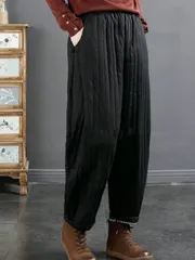 ダウンパンツ レディース 冬 キルティングパンツ ロングパンツ レディース 防寒パンツ 暖パンツ 秋冬 中綿 縦ストライプ ウエストゴム スト