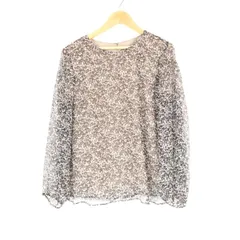 美品 theory luxe セオリー ブラウス 1点 38 M シルク 他 長袖 シースルー トップス 総柄 レディース AM7465A55